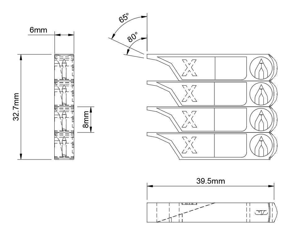 Dimensioned drawing of the the part