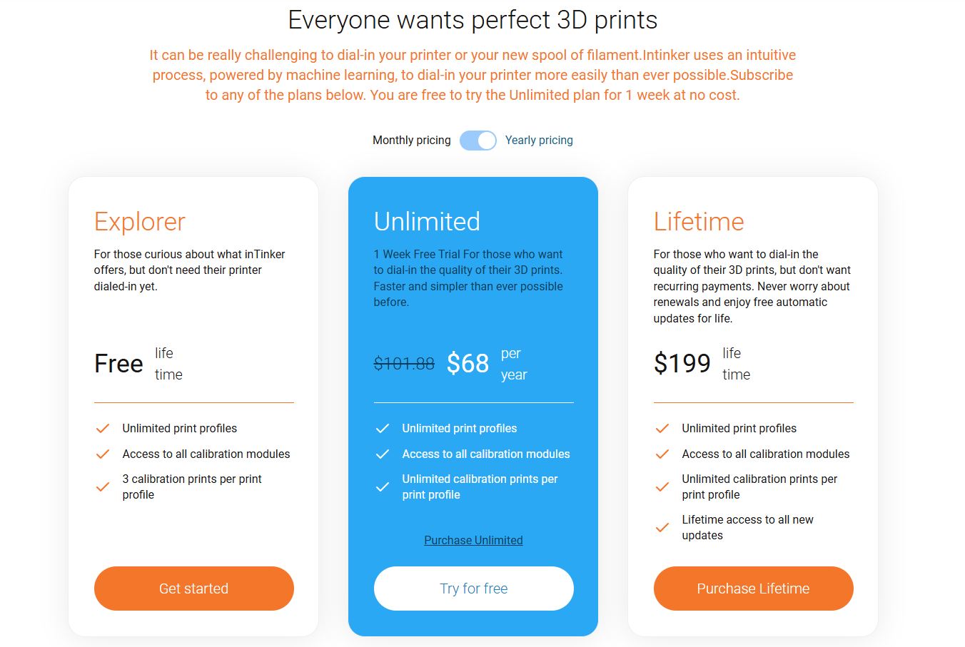 pricing page